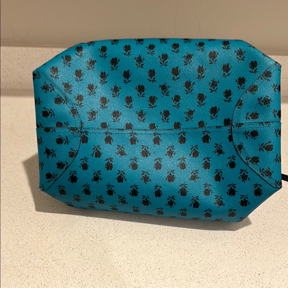 Coach Blue and Black Floral Tote - Picture 3 of 8